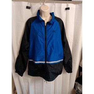 VTG 70s Women's Sz  XL BILL RODGERS USA Black/Blue Reflective Rain Shell Jacket